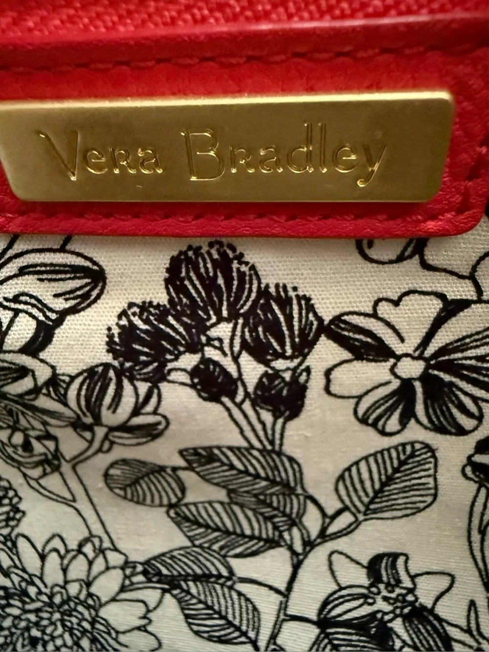 Vera Bradley Red Pebbled Leather Tote